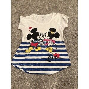 Disney Mickey Minnie stripe t-shirt XS